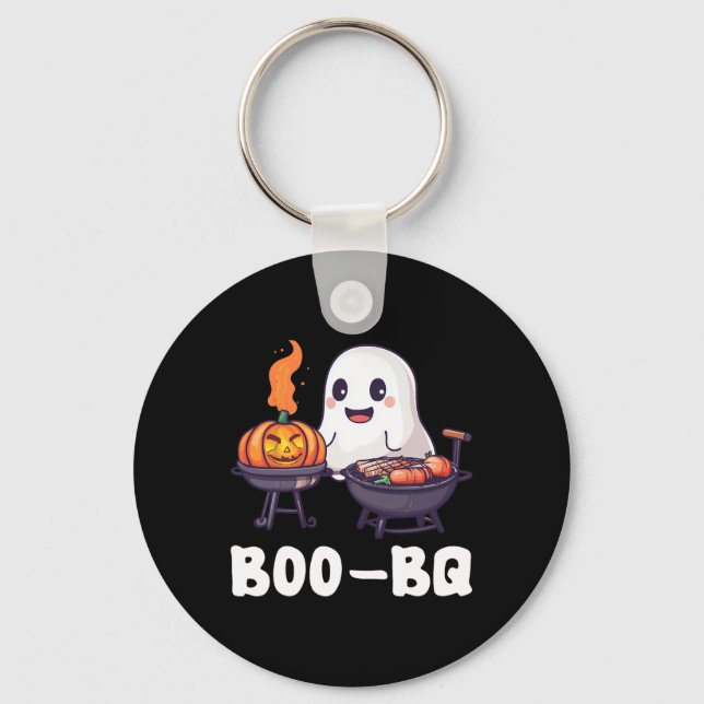Fun Bbq Rbecue Boo Ghost Halloween Matching Costum Key Ring (Front)