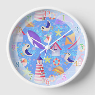 Fun Beach Blue Clock