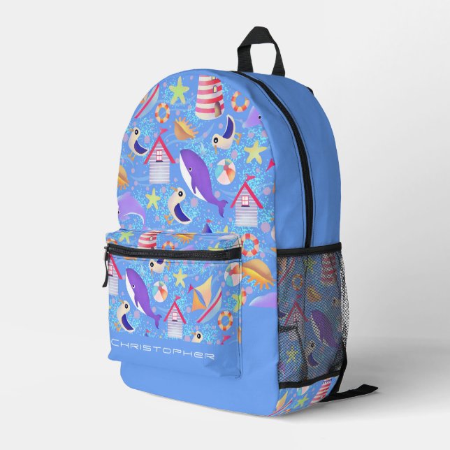 Fun Beach Blue Electronics Bag (Back Corner Right)