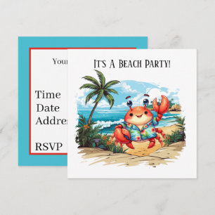 Fun beach crab party  invitation