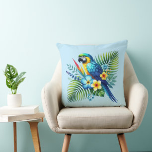 Fun beach house parrot lovers  cushion