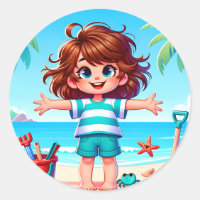 Fun beach kid scene 
