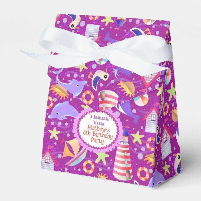 Fun Beach Magenta Favour Box (Front Side)