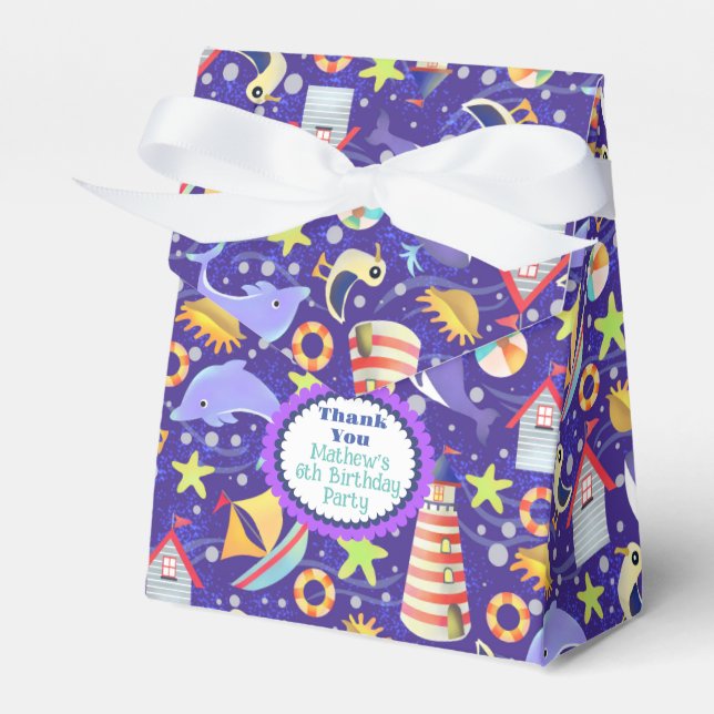 Fun Beach Navy Favour Box (Front Side)