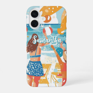 Fun Beach Party Illustration iPhone 16 Case