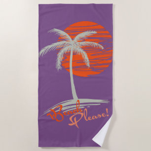 Fun Beach Please Palm Tree and Sun Towel