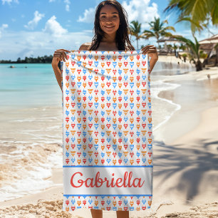 Fun Beach, Pool Party Colourful Personalised Name Beach Towel