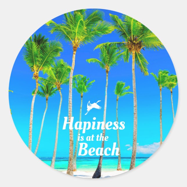 Fun Beach Quote Classic Round Sticker (Front)