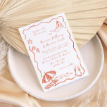 Fun Beach Red Whimsical Sketch Hand Drawn Wedding Invitation<br><div class="desc">Get your guests excited for your special day with this fun whimsical and stylish beach wedding invitation! Featuring simple original, hand-drawn doodle sketches of seashells, waves, and coastal charm, this design brings playful energy to your celebration. Script font and a soft wavy red frame on a crisp white background adds...</div>