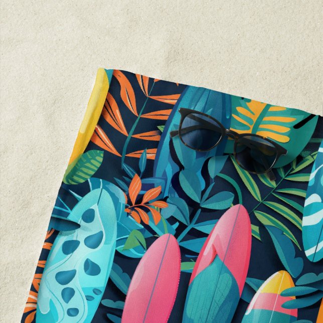 Fun beach surfboard pattern tiled  towel (In Situ)