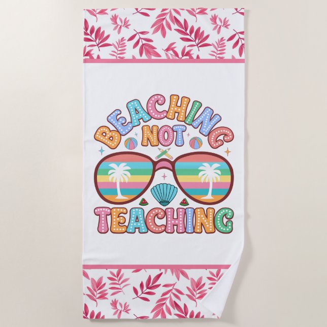 Fun beach Teacher word art  Towel (Front)