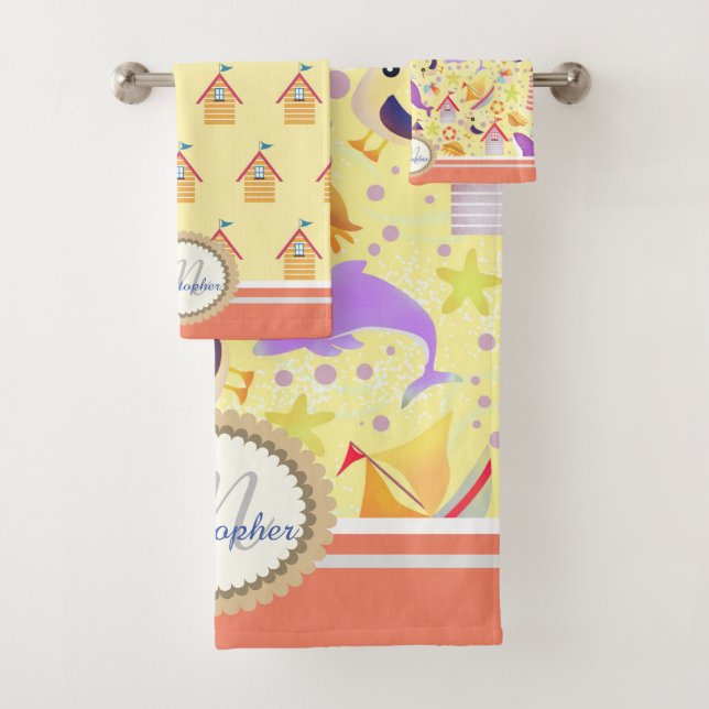 Fun Beach Yellow Bath Towel Set (Insitu)