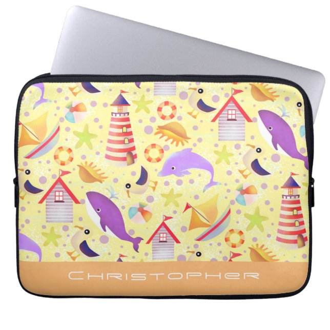 Fun Beach Yellow Electronics Bag (Front)