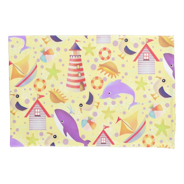 Fun Beach Yellow  Pillowcase (Front)