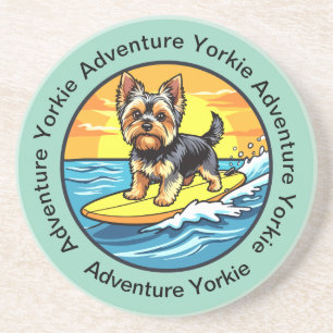 Fun Beachy Yorkshire Terrier Surfer Drink Coasters