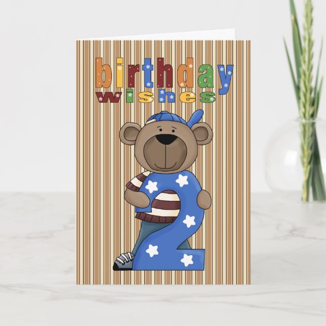 Fun Bear 2nd. Birthday Wishes Card (Front)