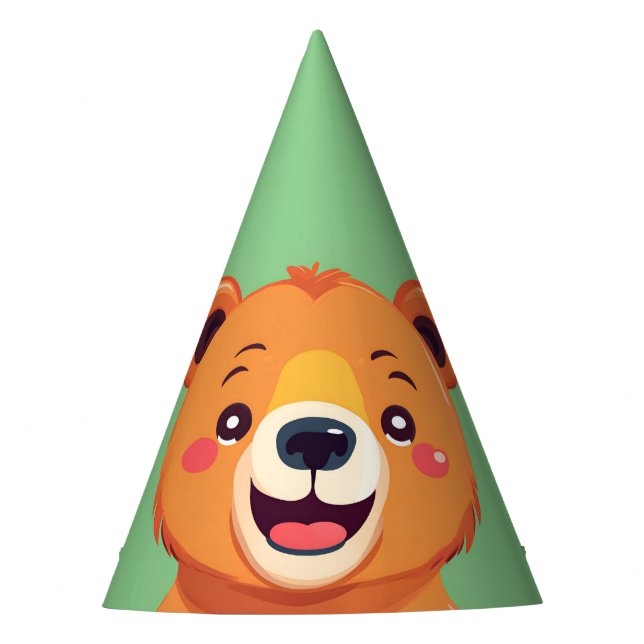 Fun Bear Face safari zoo Wild jungle Birthday Part Party Hat (Front)