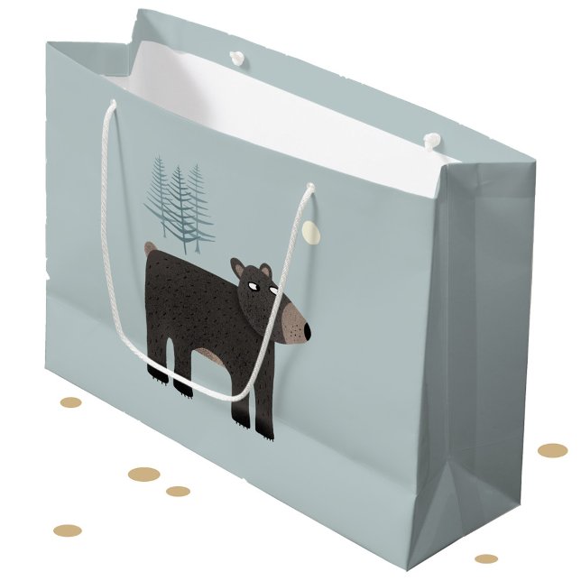 Fun Bear Woodland Large Gift Bag (Bear, trees and moon gift bag)