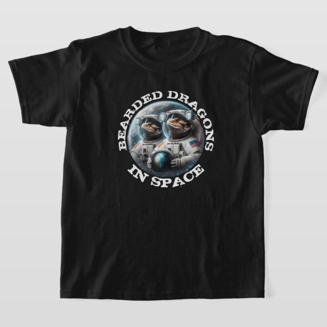 Fun Bearded Dragons in Space T-Shirt (Laydown)