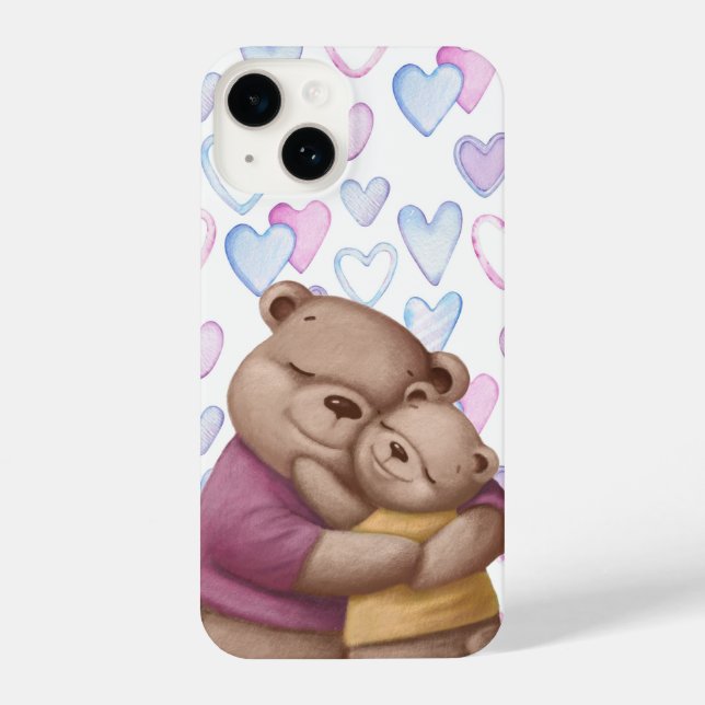 Fun Bears Hugging Mum Dad Child Cub Animal Cute iPhone Case (Back)