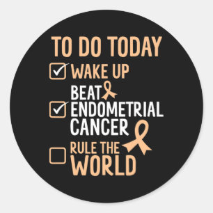 Fun Beat Endometrial Cancer Rule The World - Survi Classic Round Sticker