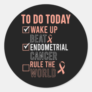 Fun Beat Endometrial Cancer Rule the World - Survi Classic Round Sticker