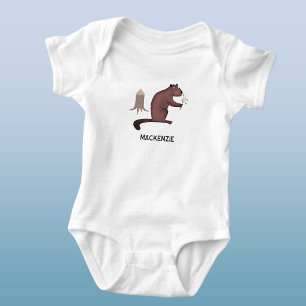 Fun Beaver Personalised Name Baby Bodysuit