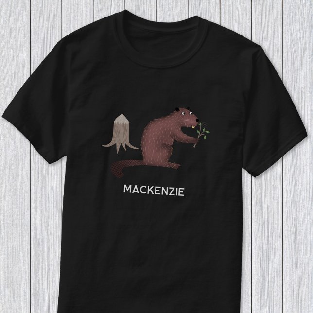 Fun Beaver Personalised Name T-Shirt (Fun personalized custom name beaver t-shirt for animal lovers)