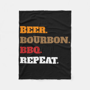 Fun Beer Bourbon Bbq Repeat _ Men Women Novelty Ar Fleece Blanket