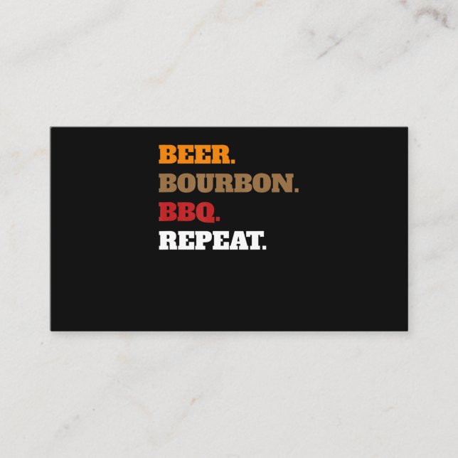 Fun Beer Bourbon Bbq Repeat Men Women Novelty Art Loyalty Card (Front)