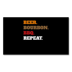 Fun Beer Bourbon Bbq Repeat Men Women Novelty Art Magnetic Business Card