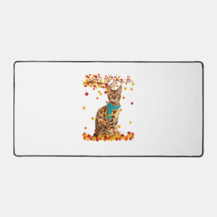 Fun Bengal Thanksgiving Autumn Cat Lover Gifts Desk Mat