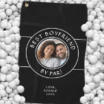 Fun Best Boyfriend By Par Photo Modern Black White Golf Towel<br><div class="desc">Searching for the perfect gift for your golf-loving boyfriend? Our personalised golf towel is the ideal choice to bring a smile to his face every time he hits the green. This charming design showcases your photo and custom text, ensuring his golfing accessory is both unique and heartfelt. The towel also...</div>