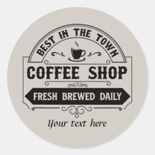 Fun best coffe shop customisable classic round sticker