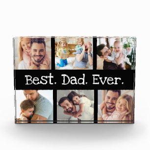 Fun Best Dad Ever 6 Photo Collage Black White Text Block