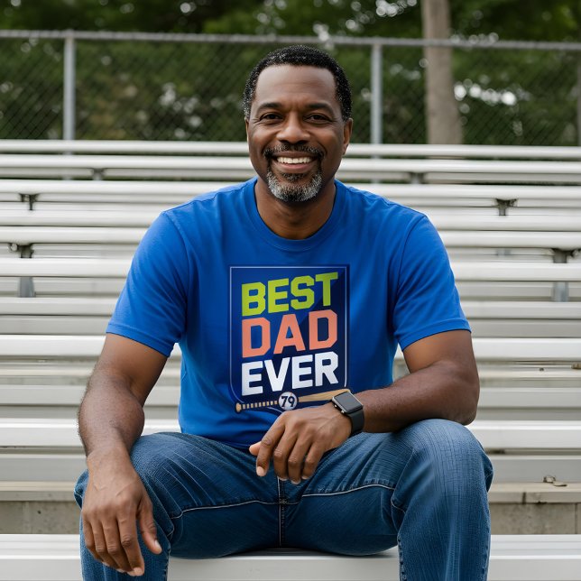 Fun Best Dad Ever Baseball Bat & Ball Crest Design T-Shirt (Fun Best Dad Ever Baseball Bat & Ball Crest Design T-Shirt)