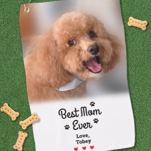  Fun Best Dog Mom Ever Photo Name Paws Create Golf Towel