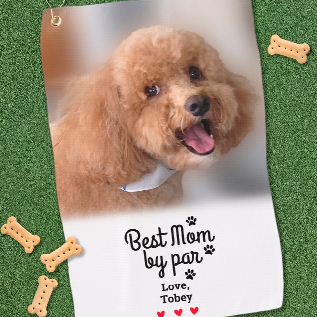  Fun Best Dog Mum By Par Photo Name Paws Create Golf Towel (Fun Best Dog Mom By Par Photo Name Paws Create Golf Towel)