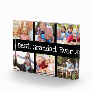 Fun Best Grandad Ever 6 Photo Collage Black White