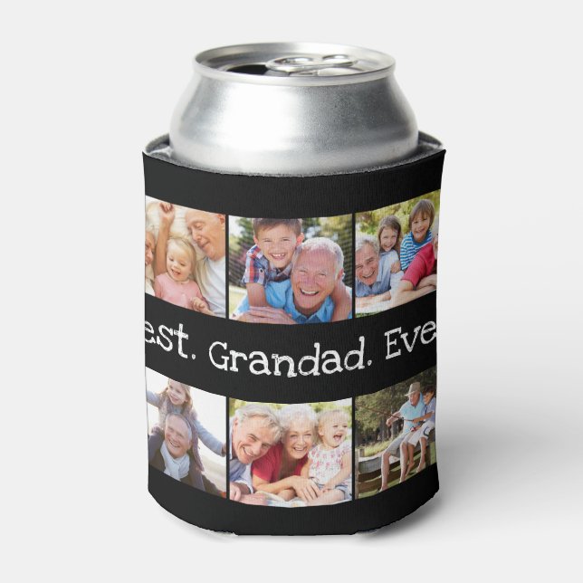 Fun Best Grandad Ever 6 Photo Collage  Can Cooler (Can Front)