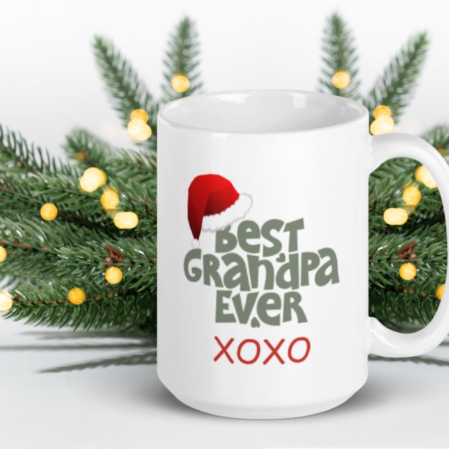 Fun Best Grandpa Ever Santa Hat Christmas Mug (Creator Uploaded)