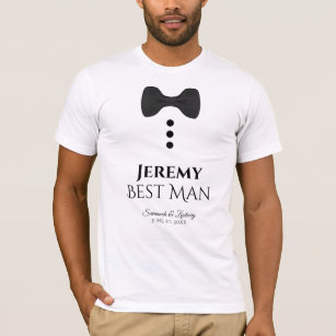 Fun Best Man Black Tie Mock Tuxedo Wedding T-Shirt