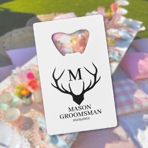 Fun Best Man Deer Horn Monogram Groomsman Wedding