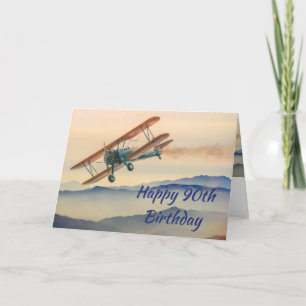Fun Bi-Plane From One Vintage Model 90th Birthday Card