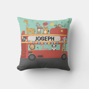 Fun Big Red Bus Customised Cushion