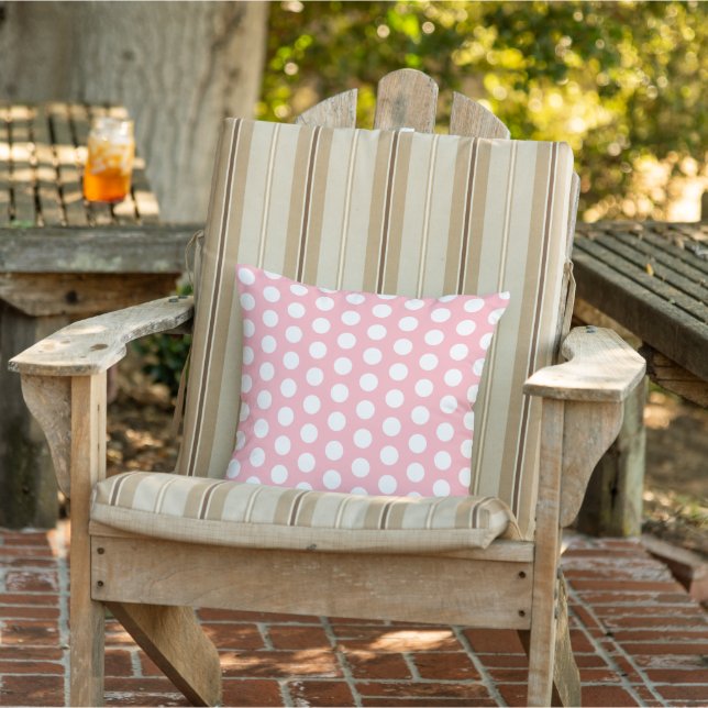 Fun Big White Polka Dots Pattern on Pale Pink Cushion (Chair)