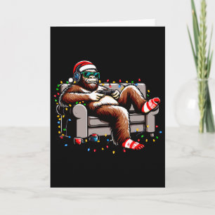 Fun Bigfoot Gamer Christmas Sasquatch Xmas Believe Card
