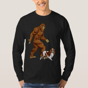 Fun Bigfoot Walking Cavalier King Charles Spaniel T-Shirt