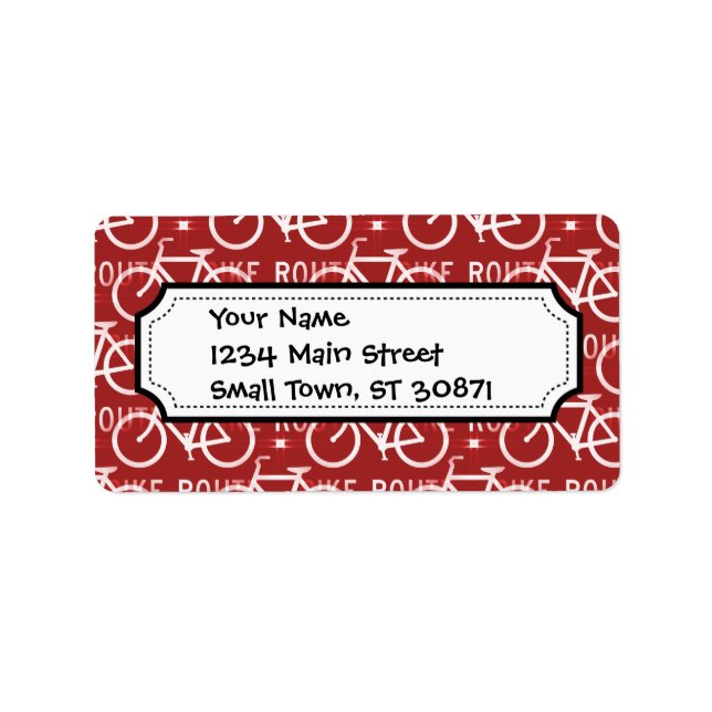 Fun Bike Route Fixie Bicycle Cyclist Pattern Red Label (Front)