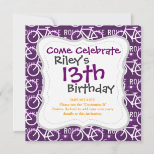 Fun Bike Route Fixie Bike Cyclist Pattern Invitation